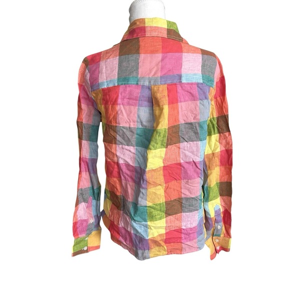 NWT Boden Sienna Colorful Linen Checkered Button Up Shirt Spring Coastal Prep 2R - Picture 11 of 16